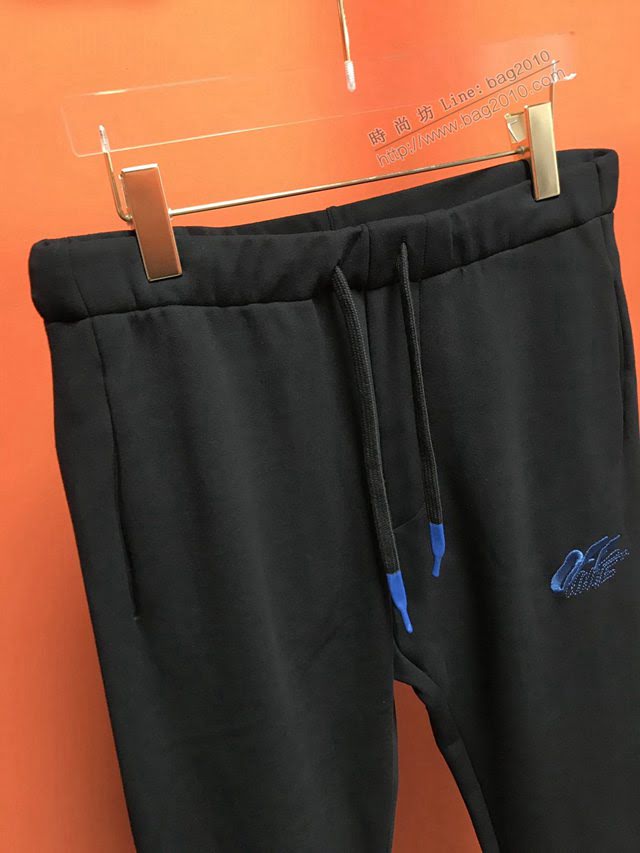 Offwhite男士休閒褲 2020新款重工刺繡衛褲 Off黑色長褲  tzy2573
